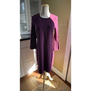 Vince Camuto Women's Purple Knit Bell Sleeve Midi Dress Career Chic Comfy Size M